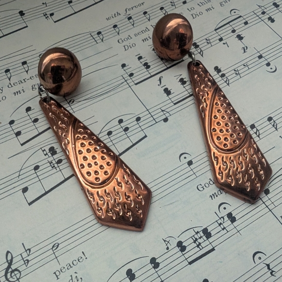 Copper Dangle Earrings - Picture 5 of 11